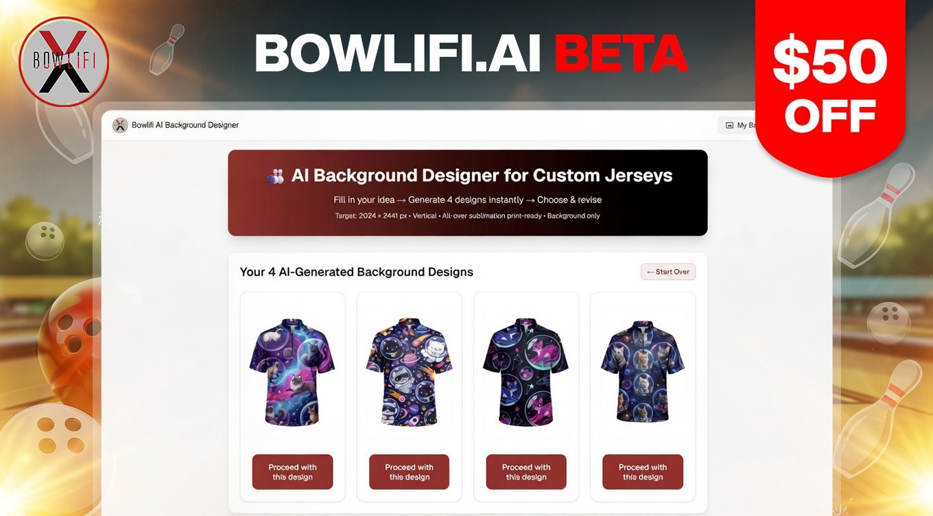 Bowlifi.AI Beta $50 Off Custom Jerseys